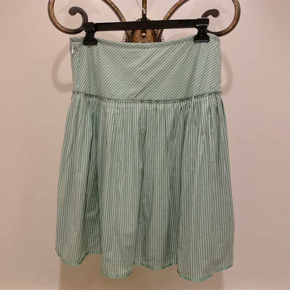 NWT *J. CREW FACTORY* Pleated Skirt … *GREEN•WHITE* Stripes … Size: 4 - Picture 4 of 4
